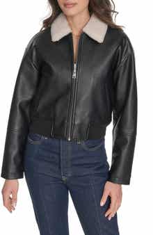 Levi's Faux Leather Bomber Jacket with Faux Shearling Collar