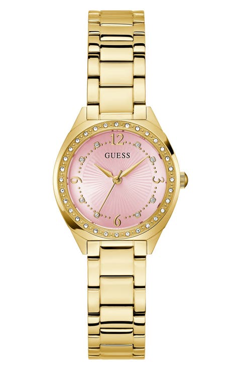 Crystal Bezel & Markers Bracelet Watch, 30mm