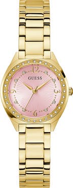 GUESS Crystal Bezel & Markers Bracelet Watch, 30mm