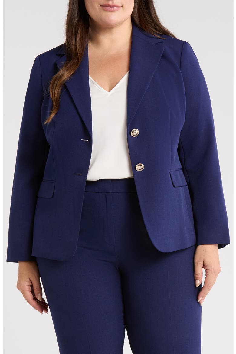 Stretch Crepe Two-Button Blazer, Main, color, KASPER NAVY