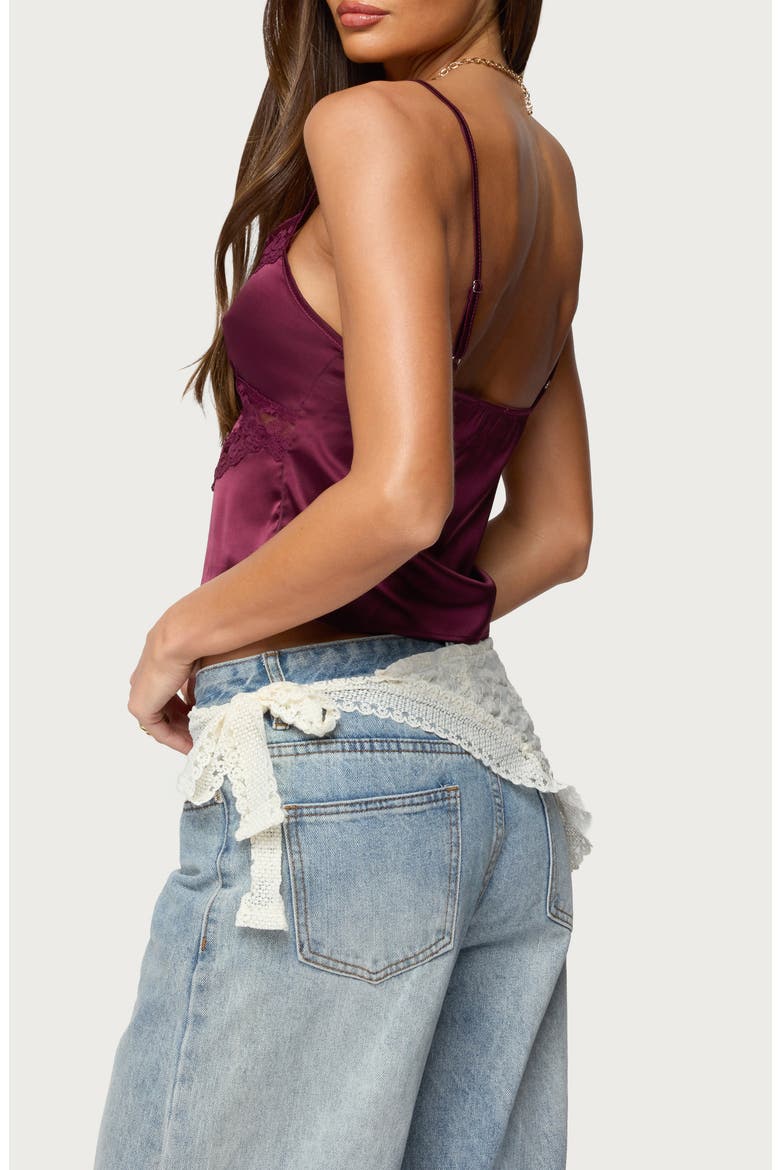 Tamar Satin Camisole Crop Top, Alternate, color, BURGUNDY