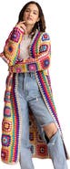 SAACHI Granny Square Crochet Longline Cardigan