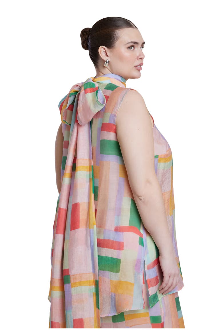 Sheer Neck Tie Tunic, Alternate, color, PAINTED GLASS