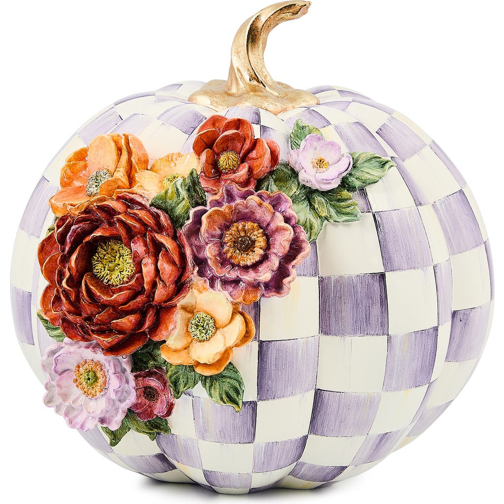 Mackenzie-childs Mackenzie Childs Violet Check Cascade Floral Pumpkin In Purple