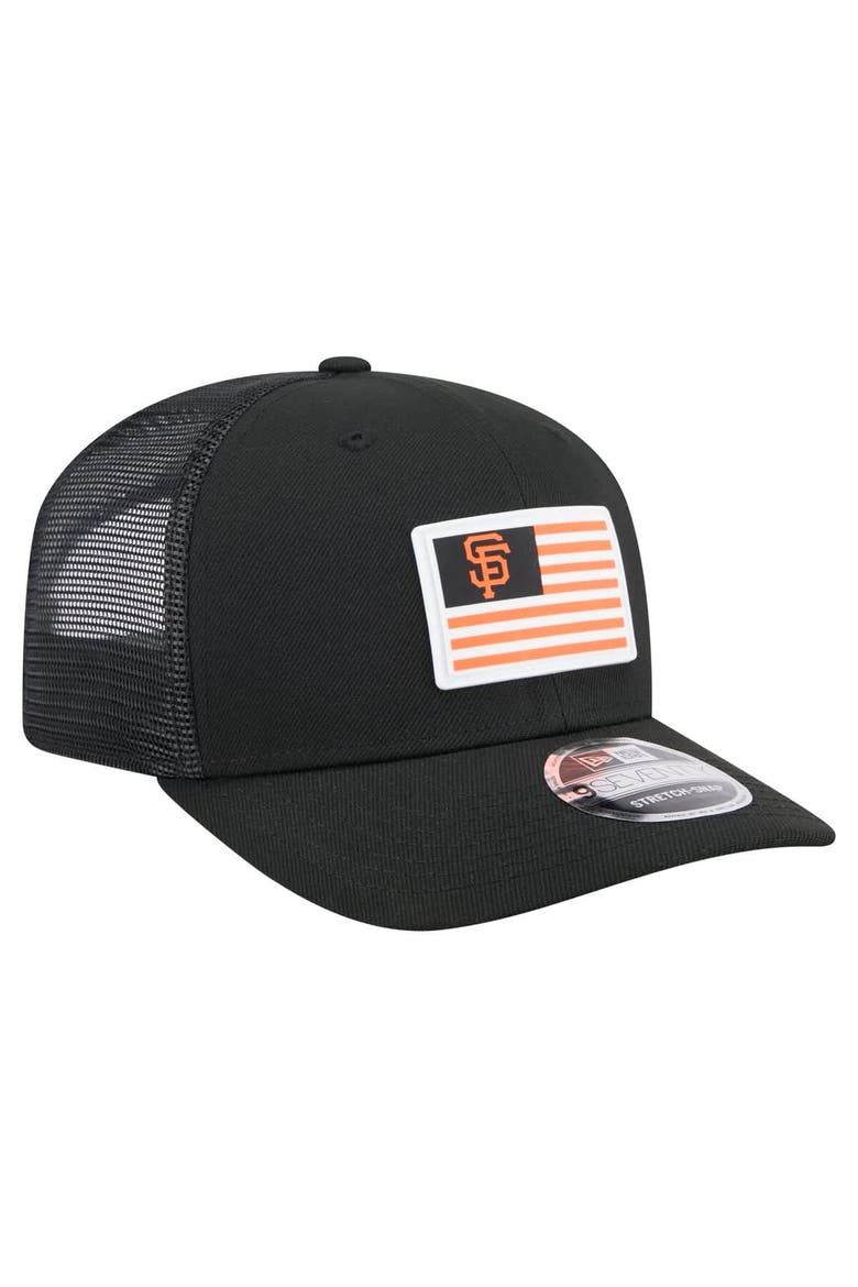Men's New Era Black San Francisco Giants Flag 9SEVENTY COOLERA Stretch-Snap Hat, Alternate, color, Black