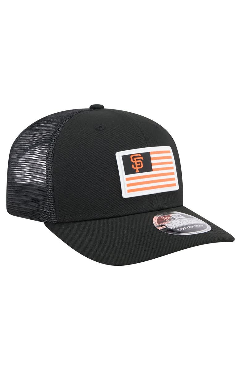 New Era Men's New Era Black San Francisco Giants Flag 9SEVENTY COOLERA Stretch-Snap Hat, Alternate, color, Black