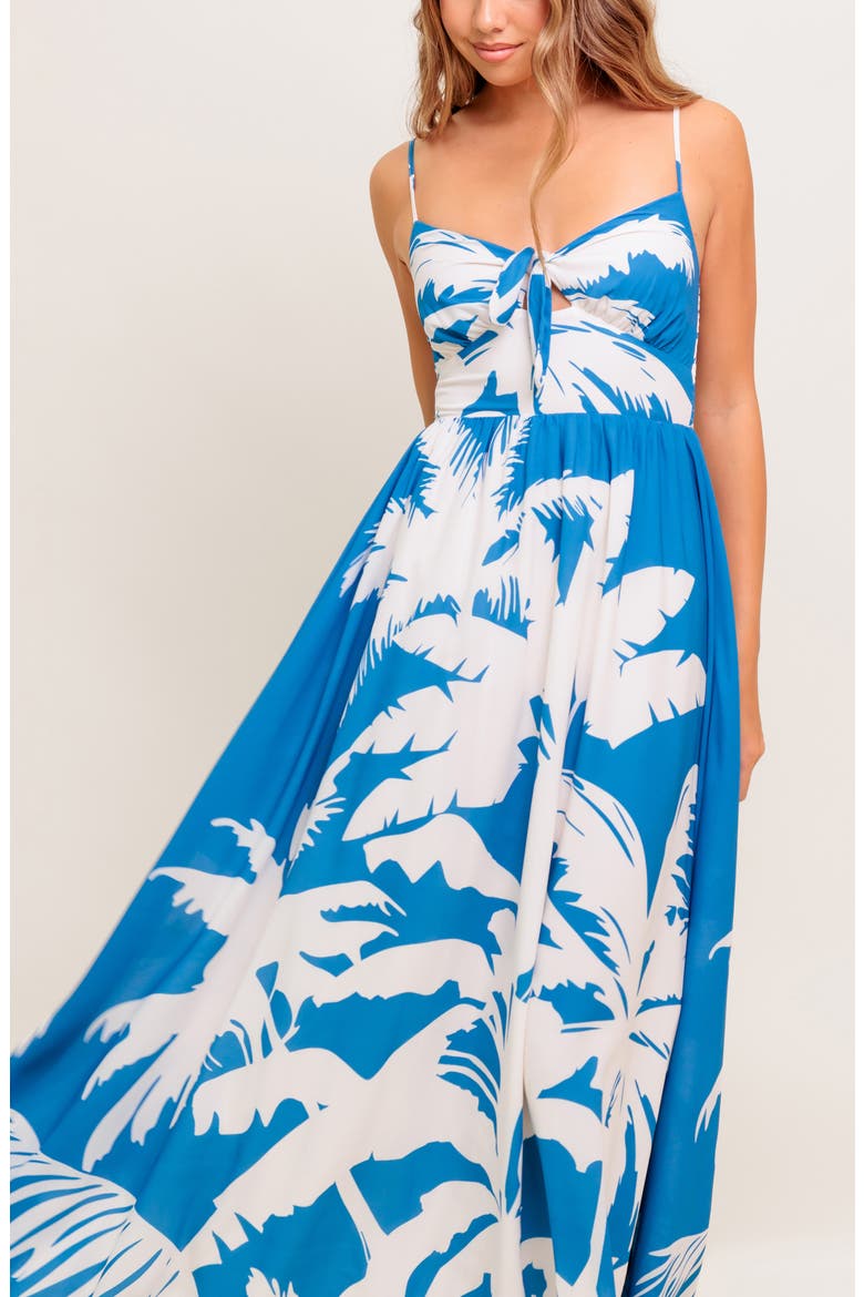 Frond Tie Front Maxi Dress, Alternate, color, NAVY/ WHITE