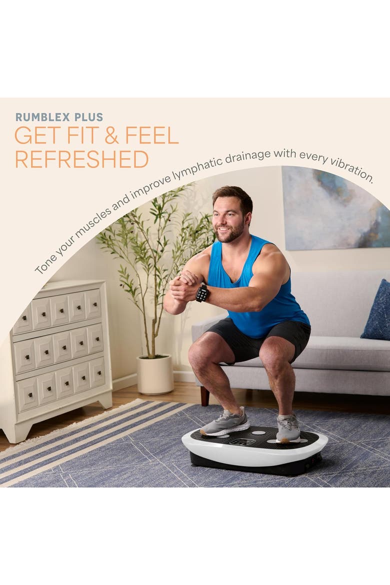 Rumblex Plus 4D Vibration Plate Machine Exercise Machine with Triple Motors for Recovery and Fat Burn, Alternate, color, White