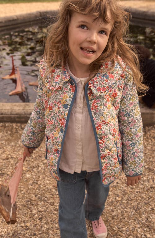 Mini Boden Kids' Quilted Collared Coat In Pink