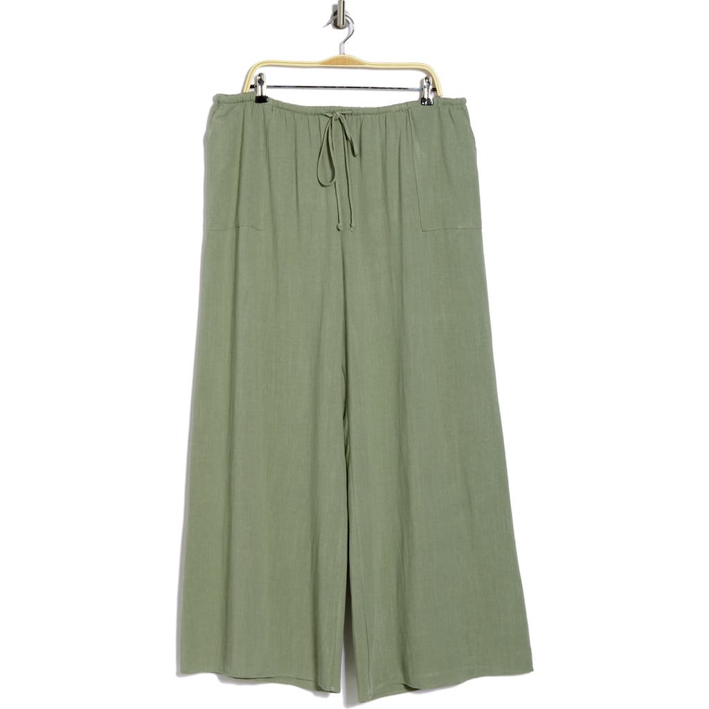 Renee C Relaxed Wide Leg Pants In Olive