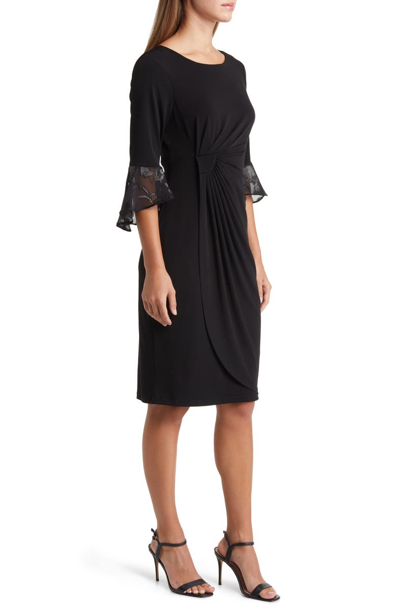 Connected Apparel Long Sleeve Faux Wrap Cocktail Dress, Alternate, color,