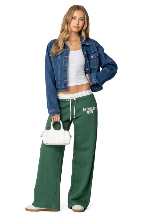 Edikted Barb Denim Crop Trucker Jacket In Blue-washed