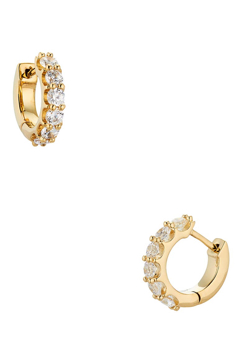 Perfect Cubic Zirconia Huggie Hoop Earrings, Main, color, GOLD