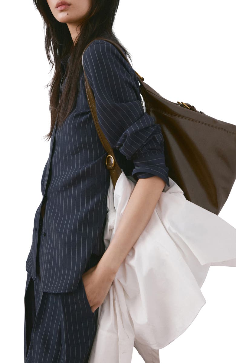 MANGO Pinstripe Button-Up Shirt, Alternate, color, 