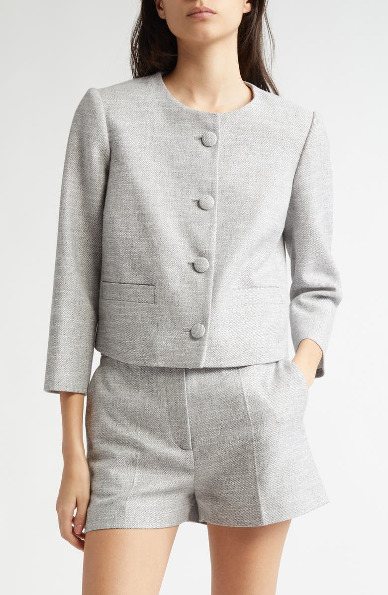 Eleventy Cotton Blend Crop Jacket, Main, color, Light Melange Grey