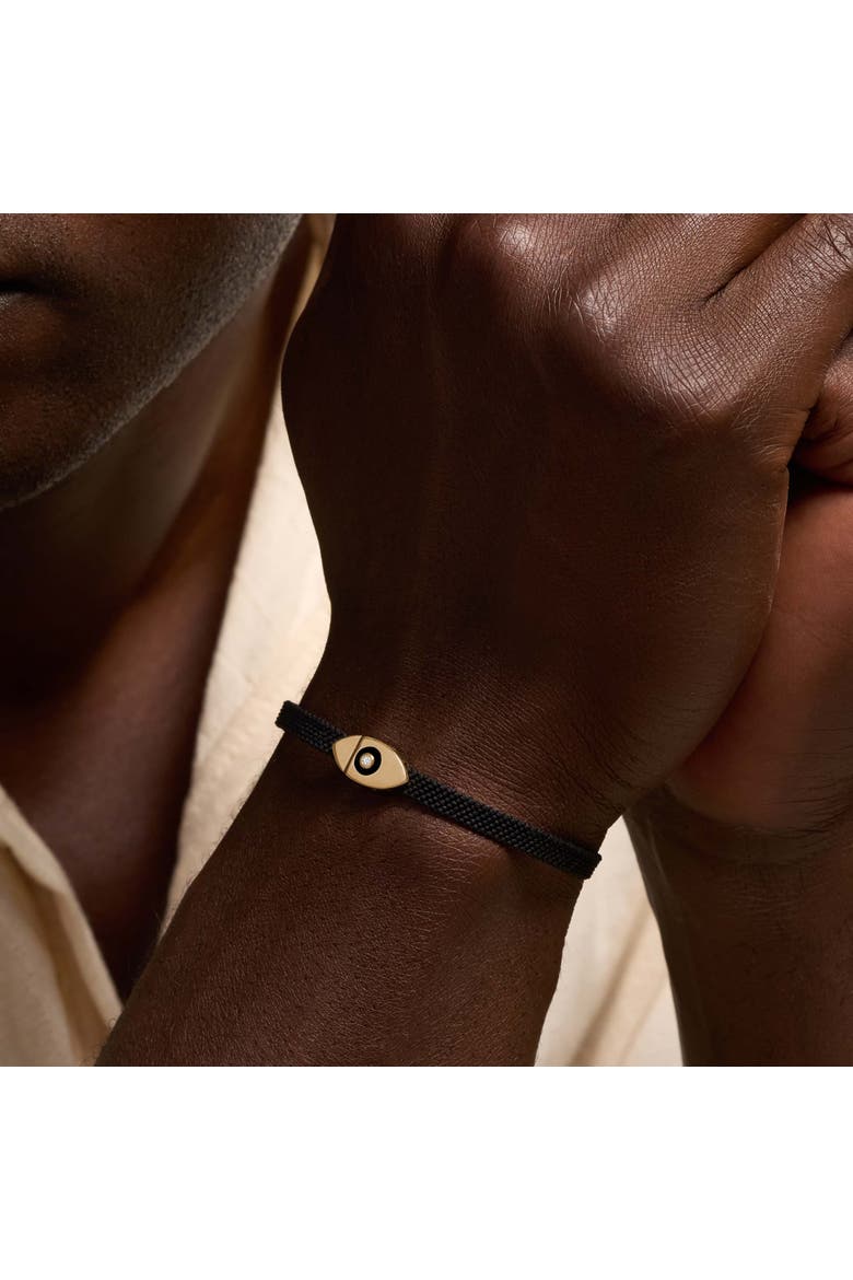 Infinite Success Men's Evil Eye Black String Bracelet, Alternate, color, Black/Gold