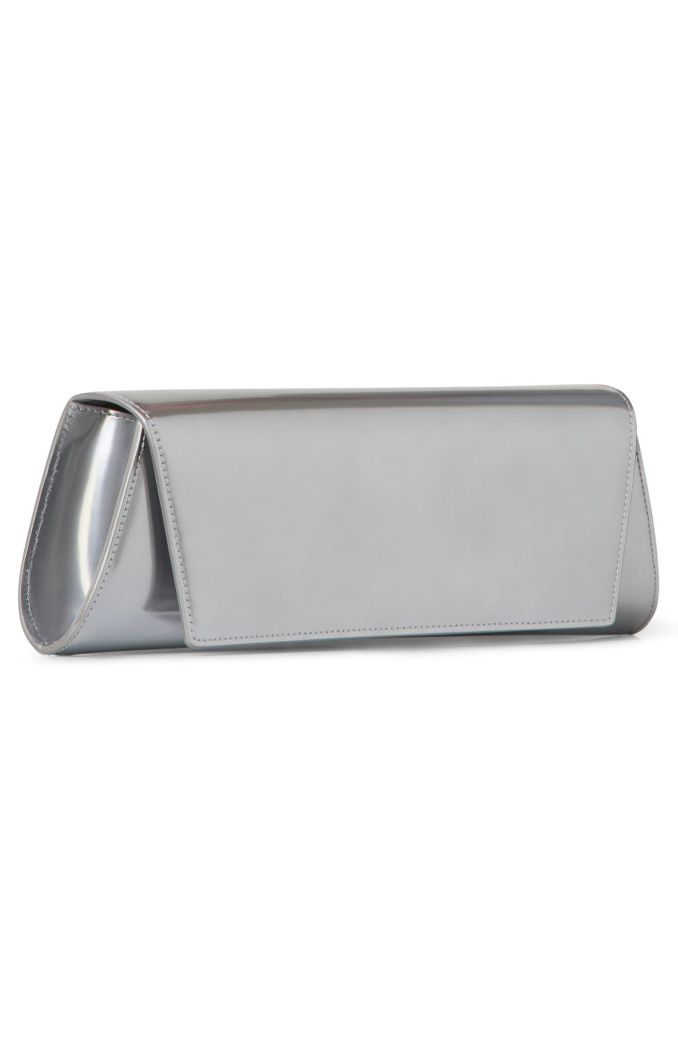 Akris Anouk Metallic Leather East/West Clutch, Alternate, color, Silver Metallic