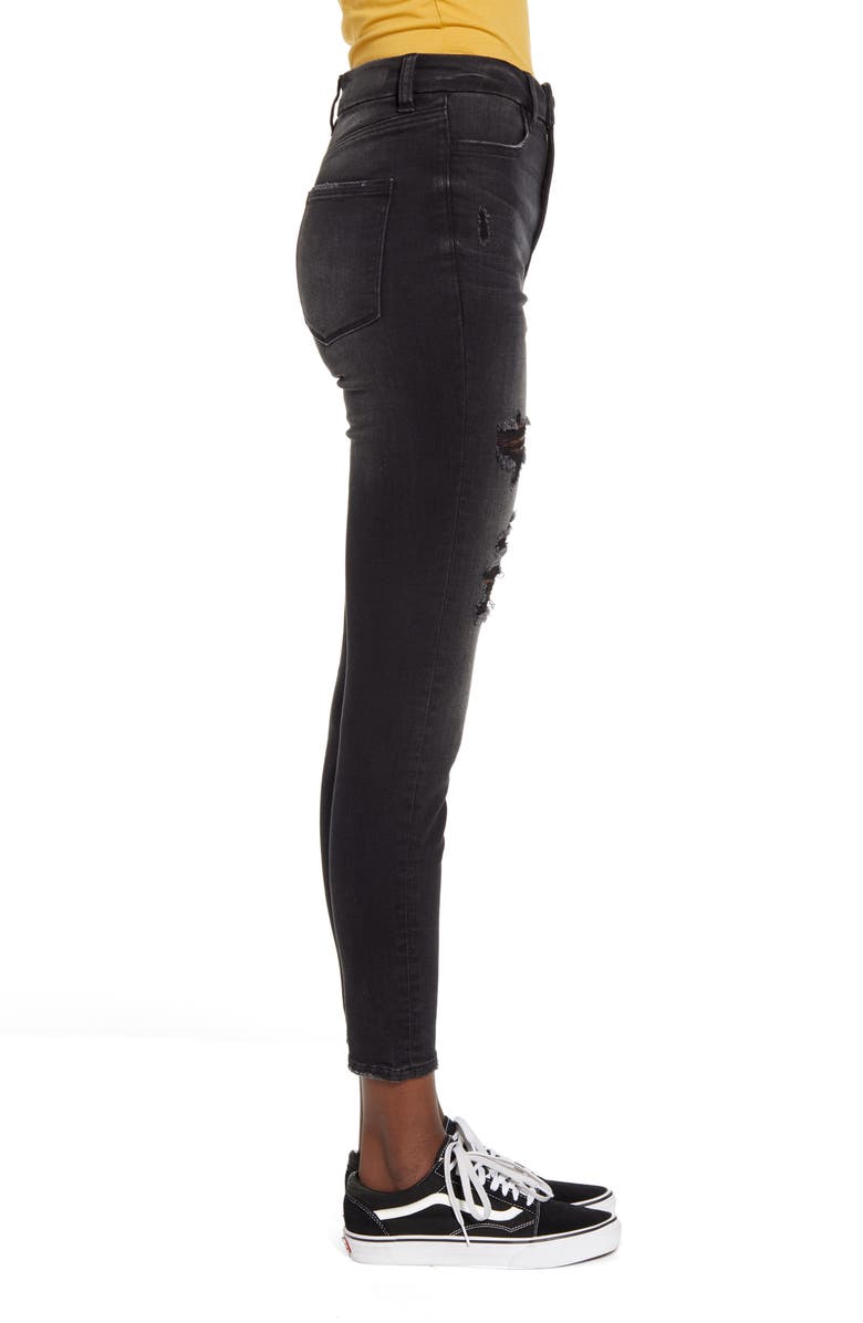 BP. Ripped High Waist Curvy Skinny Jeans, Alternate, color, 