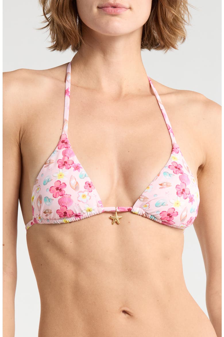 Palm Triangle Bikini Top, Main, color, PINK OASIS