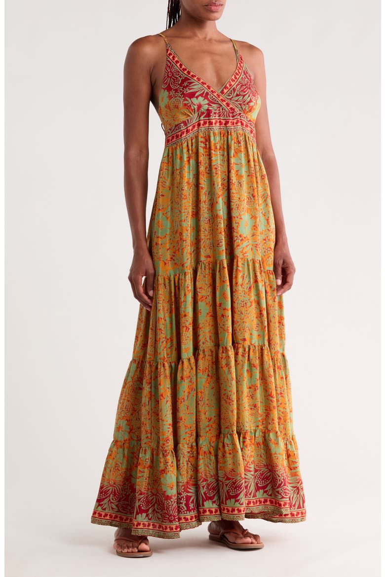 Back Tie Maxi Dress, Main, color, RED/ ORANGE