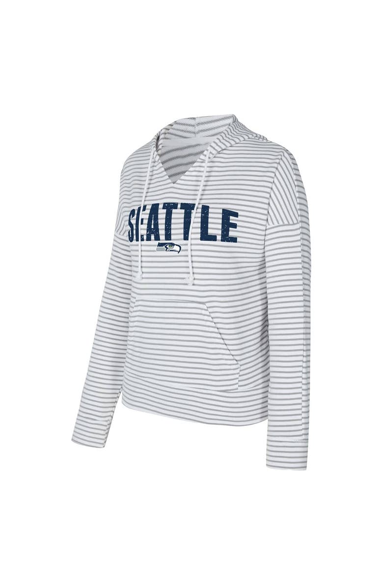 CONCEPTS SPORT Women's Concepts Sport White/Gray Seattle Seahawks Liftoff Striped V-Neck Hoodie, Alternate, color, White