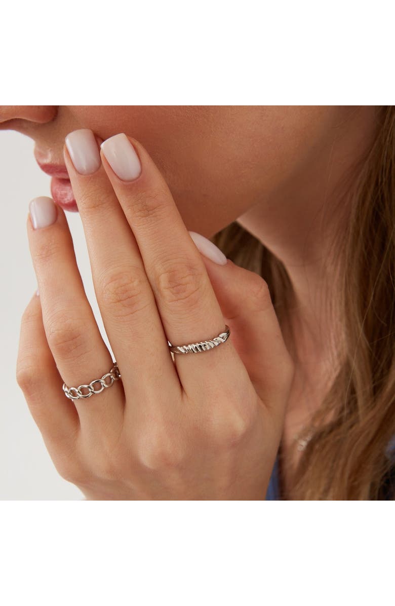 Spero London Sterling Silver Chain Ring, Alternate, color, Silver