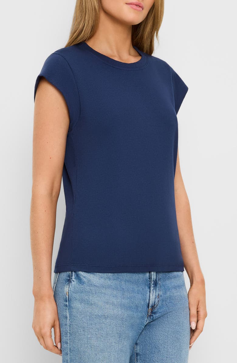Michael Stars Rhea Power Shoulder Stretch Cotton Blend T-Shirt, Alternate, color, Nocturnal