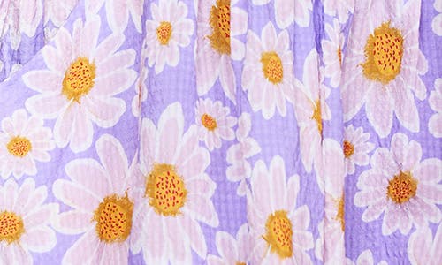 Hannah Banana Kids' Floral Side Cutout Flutter Sleeve Dress In Lavender Multi