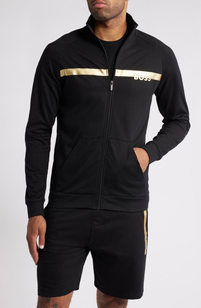 BOSS Authentic Chest Stripe Cotton Zip Jacket, Alternate, color, 