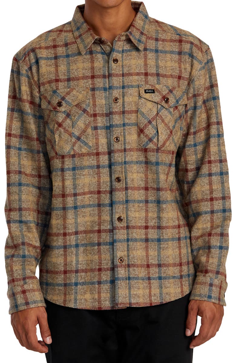 RVCA Hughes Relaxed Fit Check Flannel Button-Up Shirt Jacket, Main, color, 