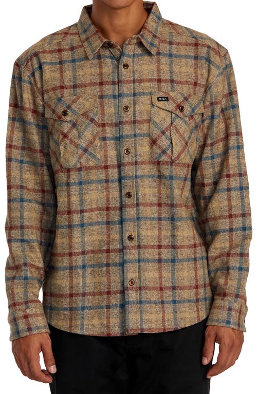 RVCA Hughes Relaxed Fit Check Flannel Button-Up Shirt Jacket in Bombay Brown 