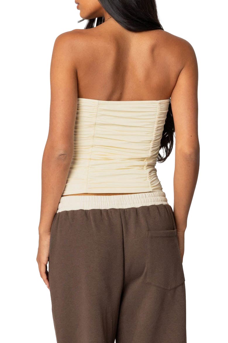 Fifi Ruched Strapless Tube Top, Alternate, color, CREAM
