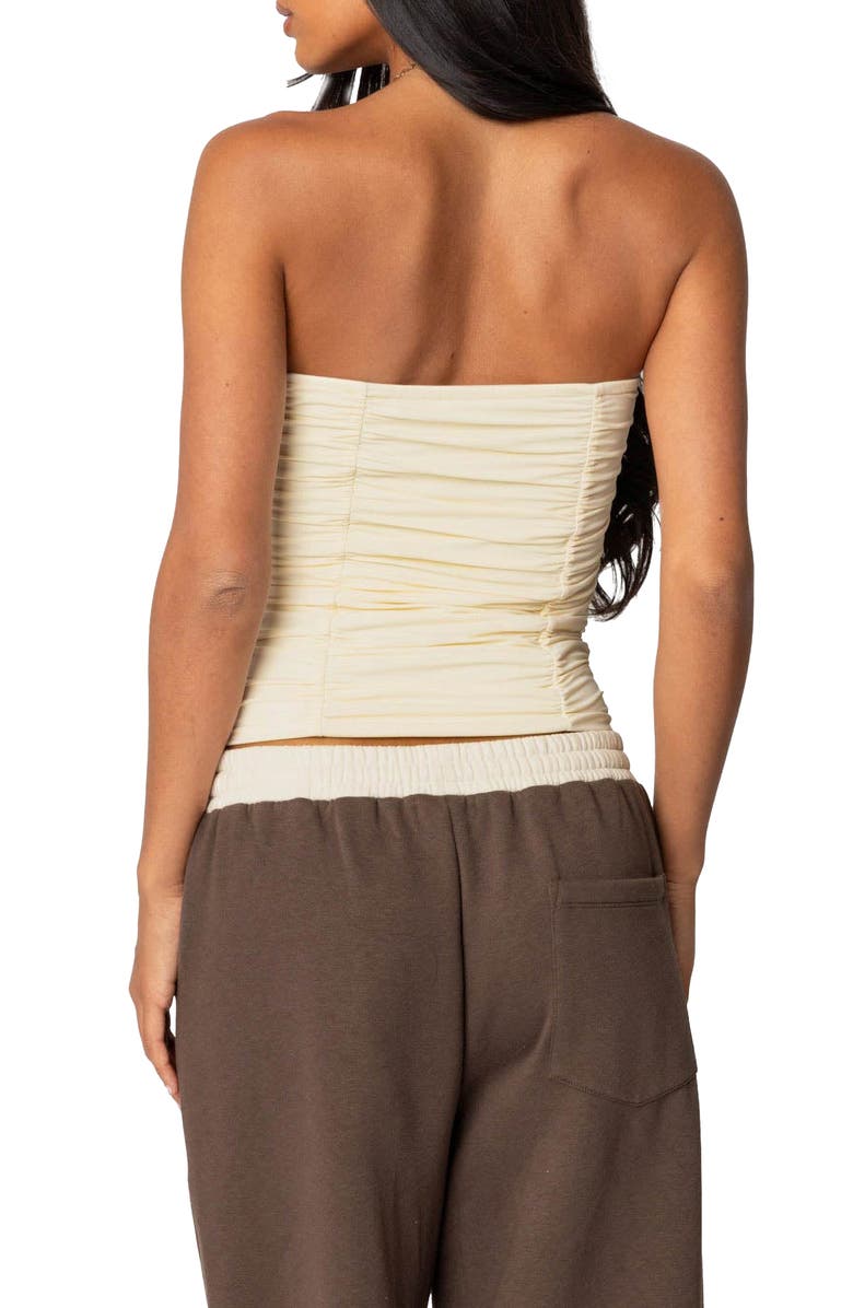 EDIKTED Fifi Ruched Strapless Tube Top, Alternate, color, Cream