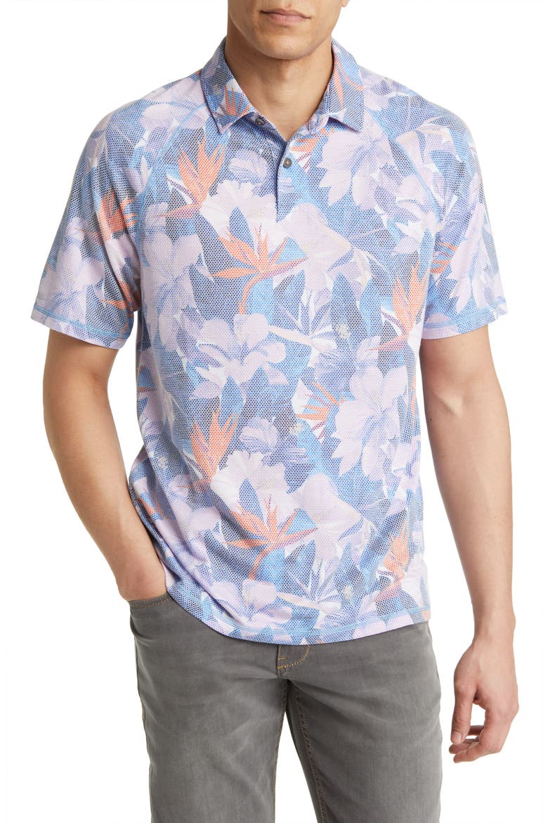 Rainforest Bay Floral Polo, Main, color, MAZARINE BLUE