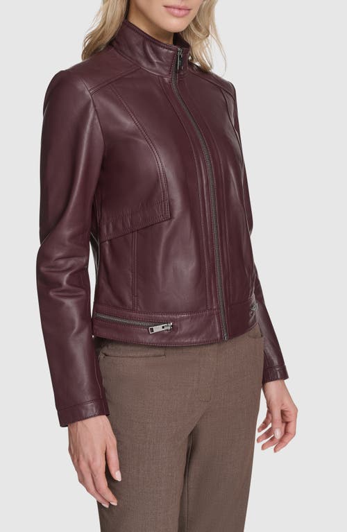 Andrew Marc Rowan Leather Racer Jacket In Burgundy