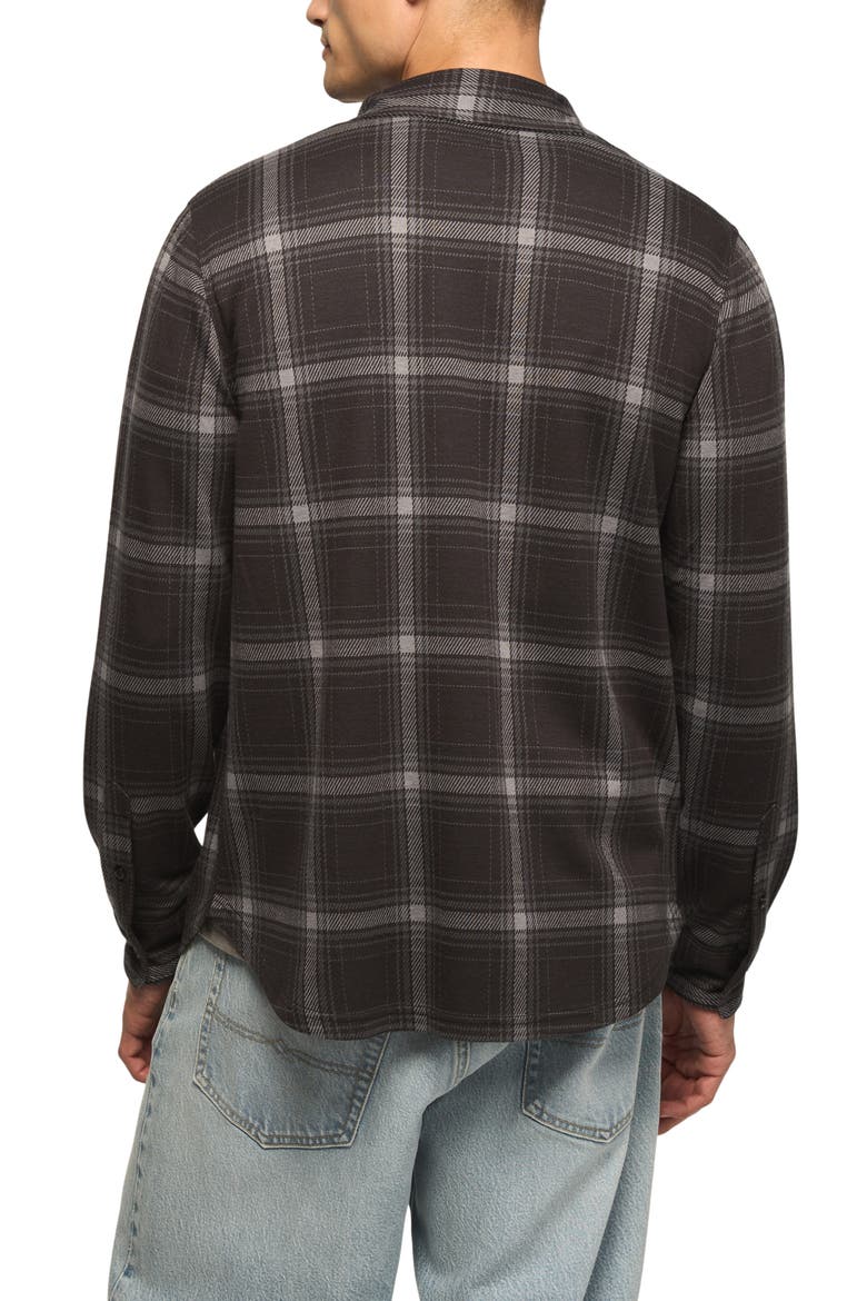 Plaid Brushed Knit Button-Up Overshirt, Alternate, color, RED MULTI