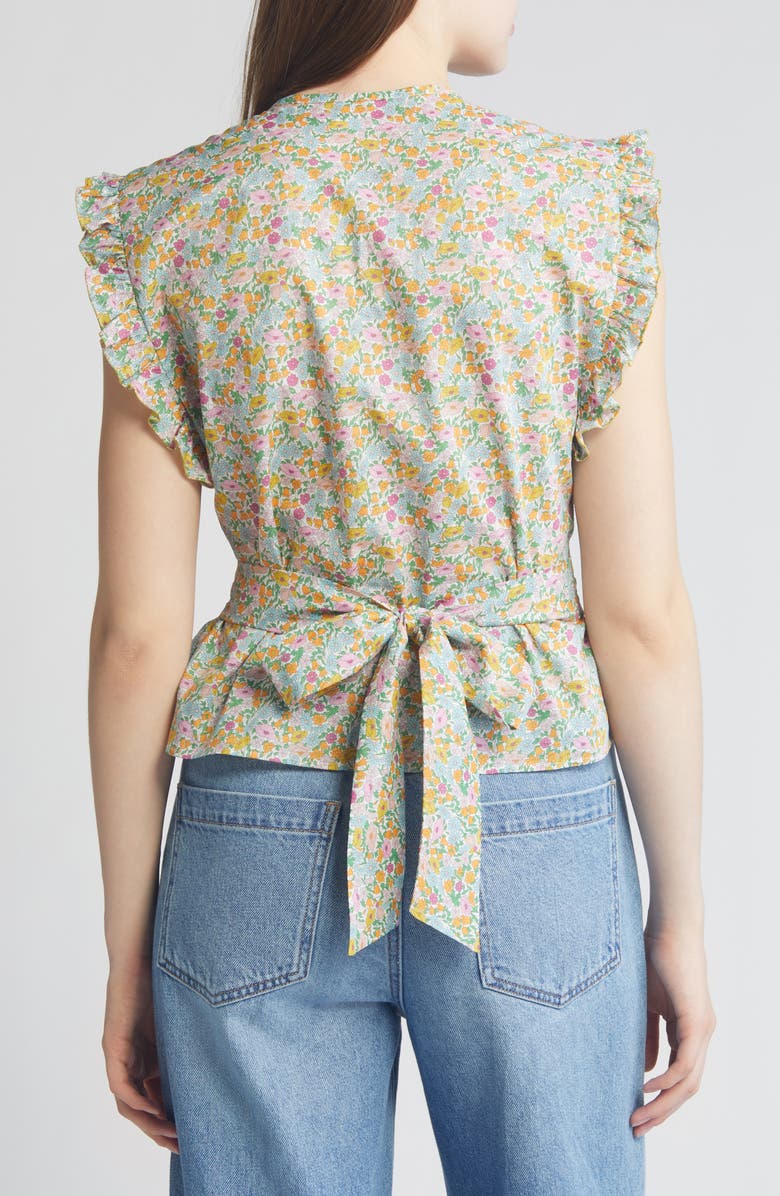 Loretta Caponi x Liberty London Valeria Floral Print Top, Alternate, color, Top Pastel Poppy Daisy