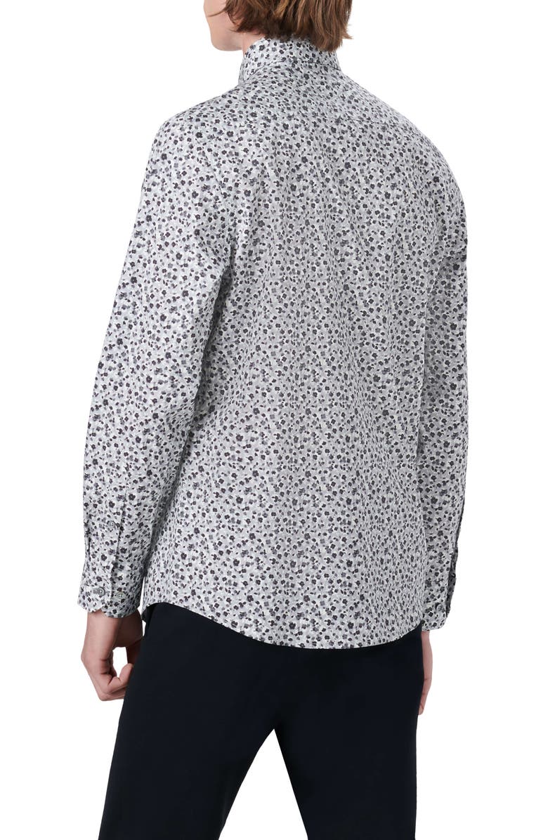 Bugatchi Shaped Fit Floral Print Stretch Cotton Button-Up Shirt, Alternate, color, 