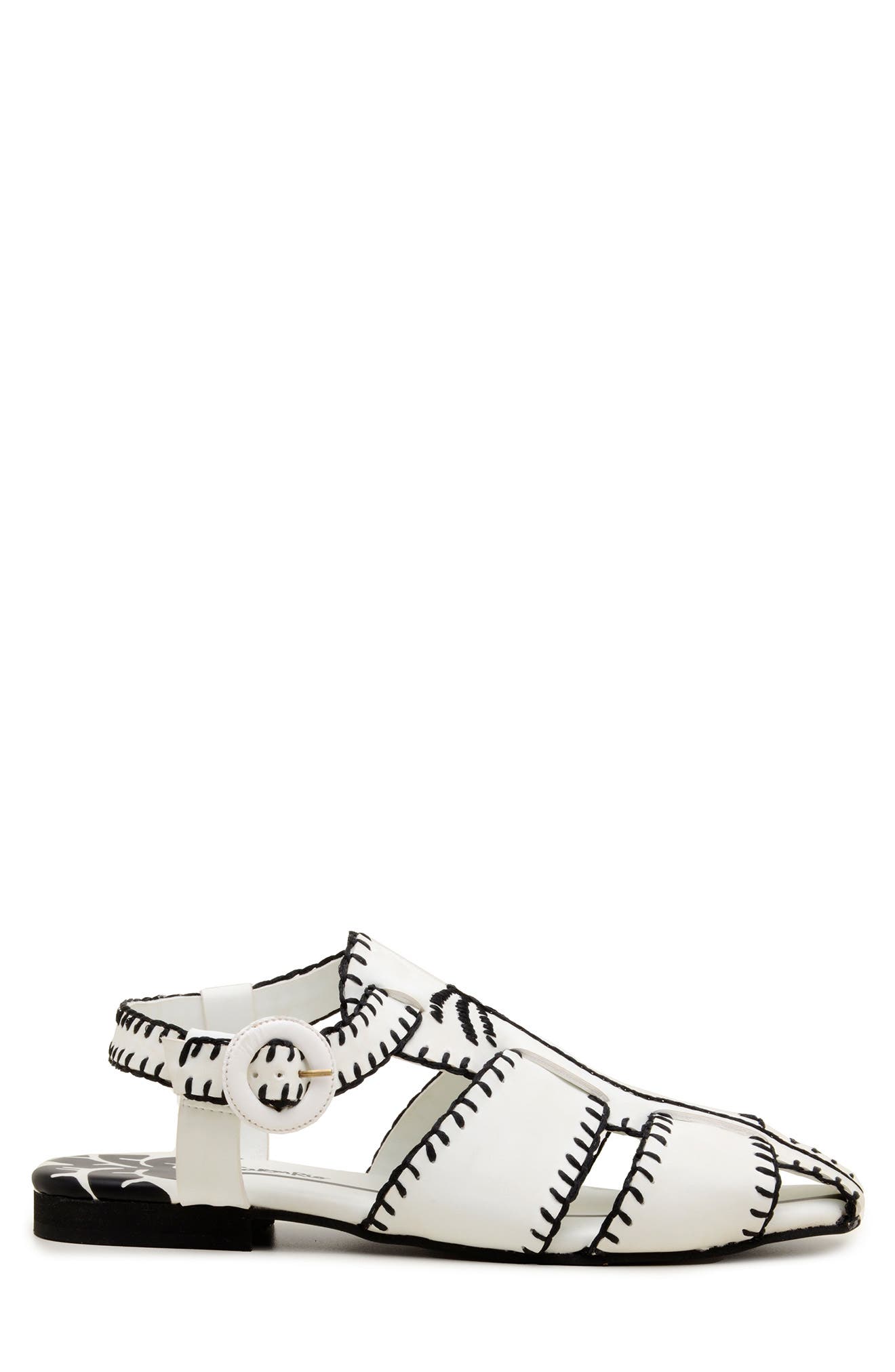 Whipstitch Palm Tree Sandal, Alternate, color, BLACK