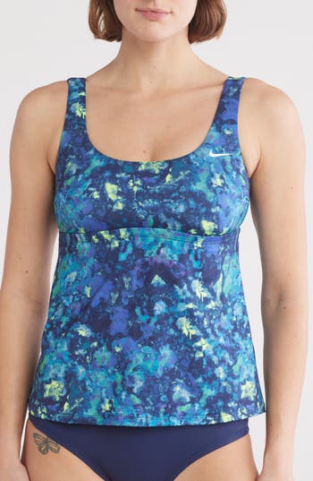 Nike Scoop Neck Tankini In Midnight Navy