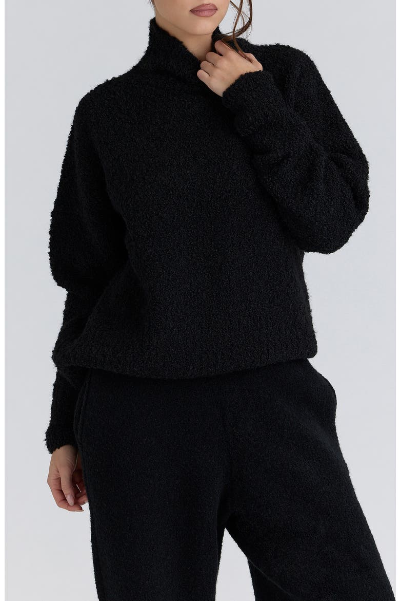 Brooklyn Bouclé Funnel Neck Sweater, Alternate, color, BLACK