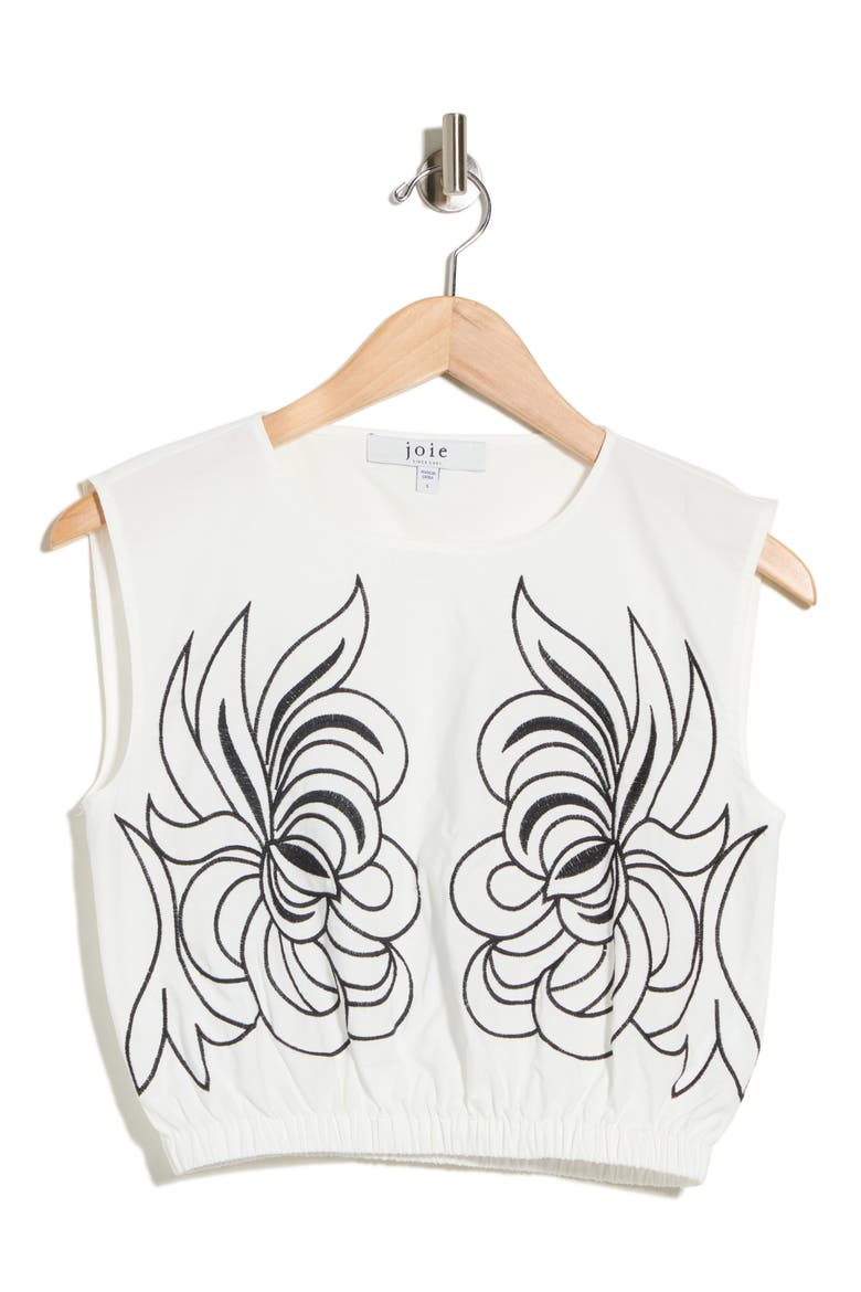 Embroidered Crop Top, Alternate, color, WHITE/ BLACK