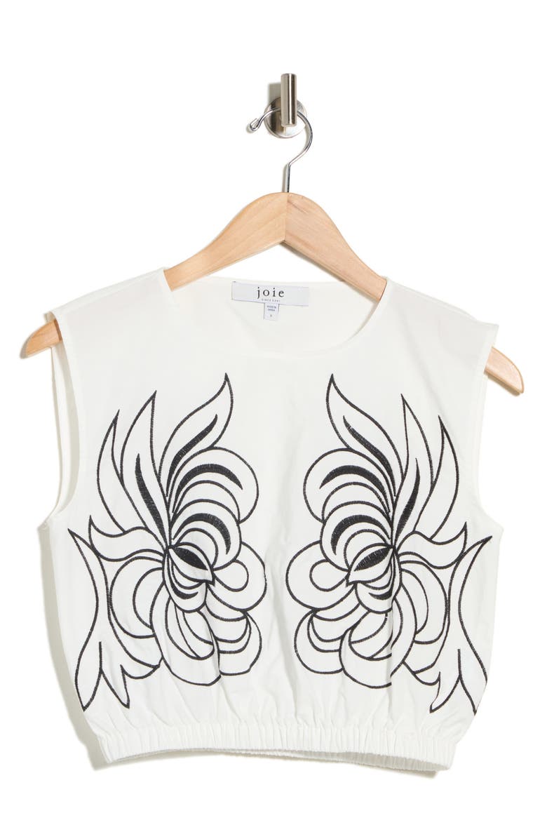 Joie Embroidered Crop Top, Main, color, White/ Black