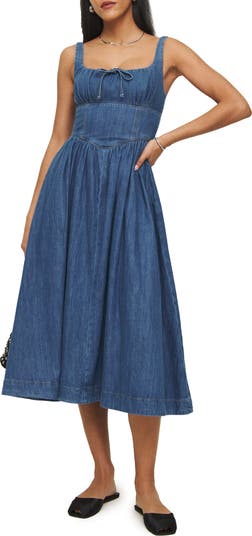 Balia Denim A-Line Midi Dress