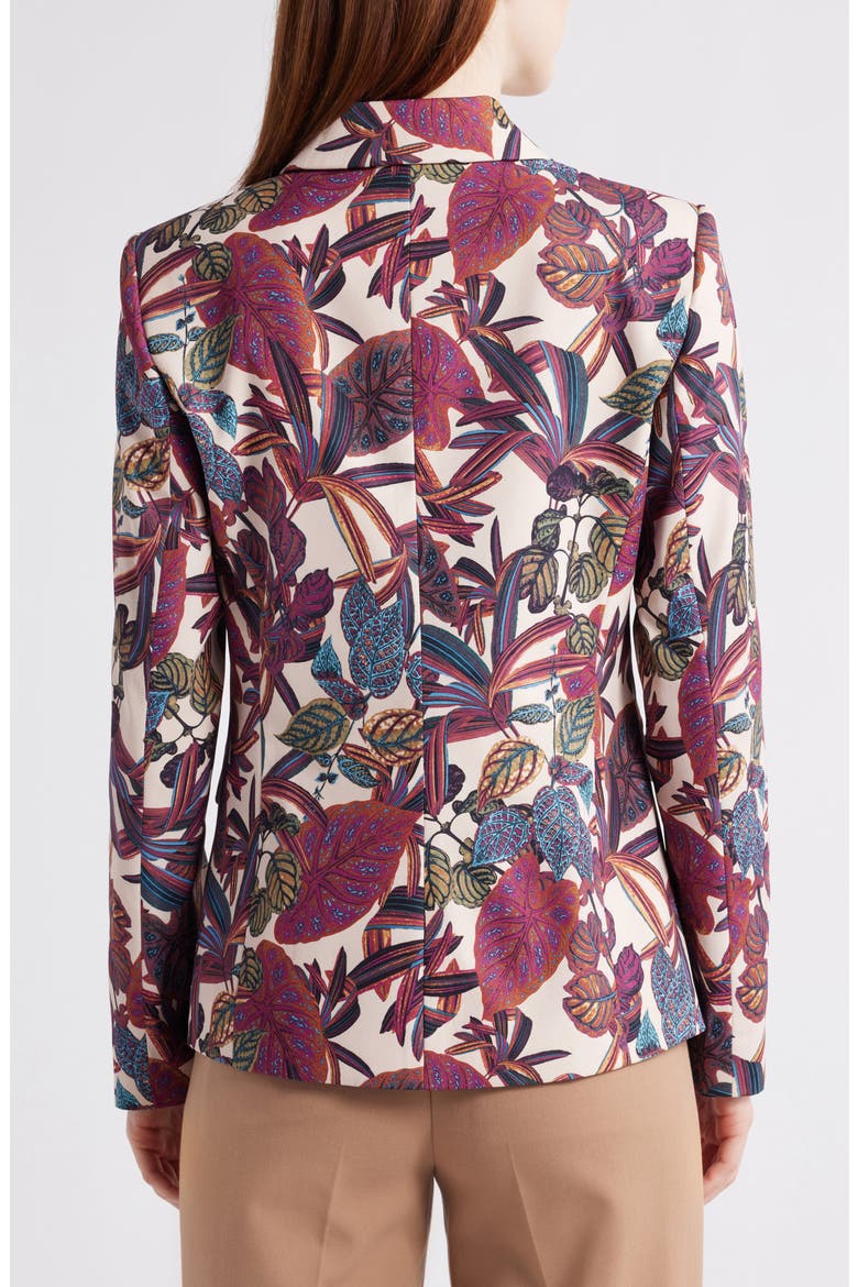 Print One-Button Blazer, Alternate, color, WILD BERRY TROPICAL
