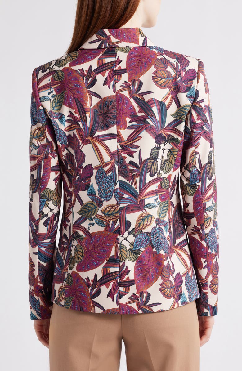 Tahari ASL Print One-Button Blazer, Alternate, color, Wild Berry Tropical