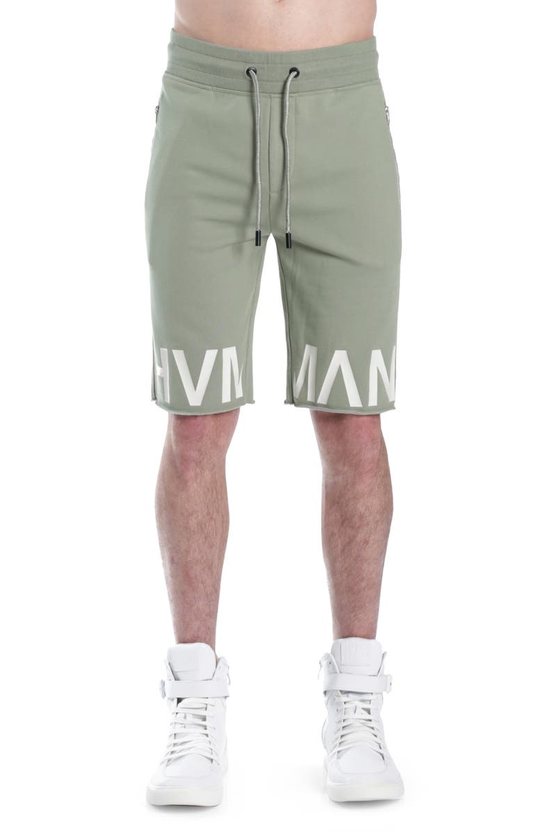 HVMAN Logo French Terry Sweat Shorts, Main, color, Green