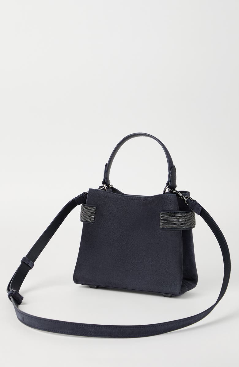 Brunello Cucinelli Small Top-Handle Essence bag, Alternate, color, Navy Blue