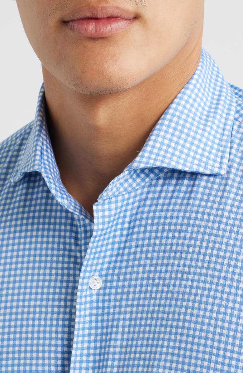 Peter Millar Crown Crafted Excursionist Flex Gingham Button-Up Shirt, Alternate, color, Rain Cloud