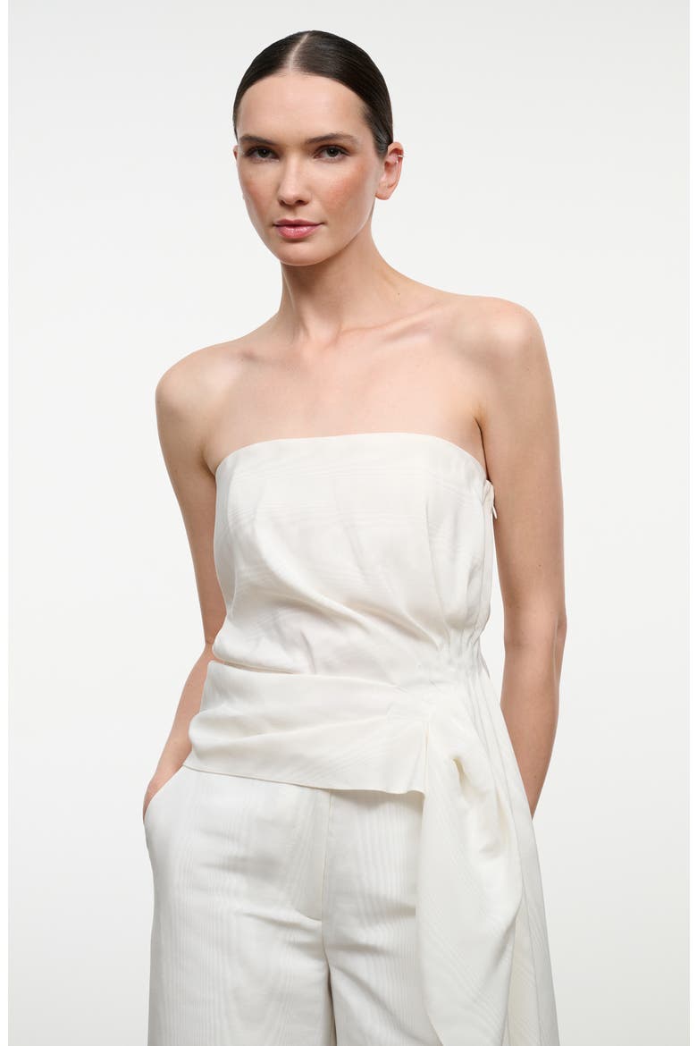 Lux Strapless Top with Side Drape, Alternate, color, IVORY